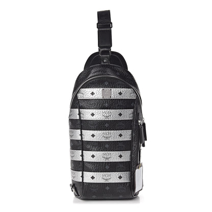 MCM Visetos Spot Medium Sling Bag Black Silver 1 of 9