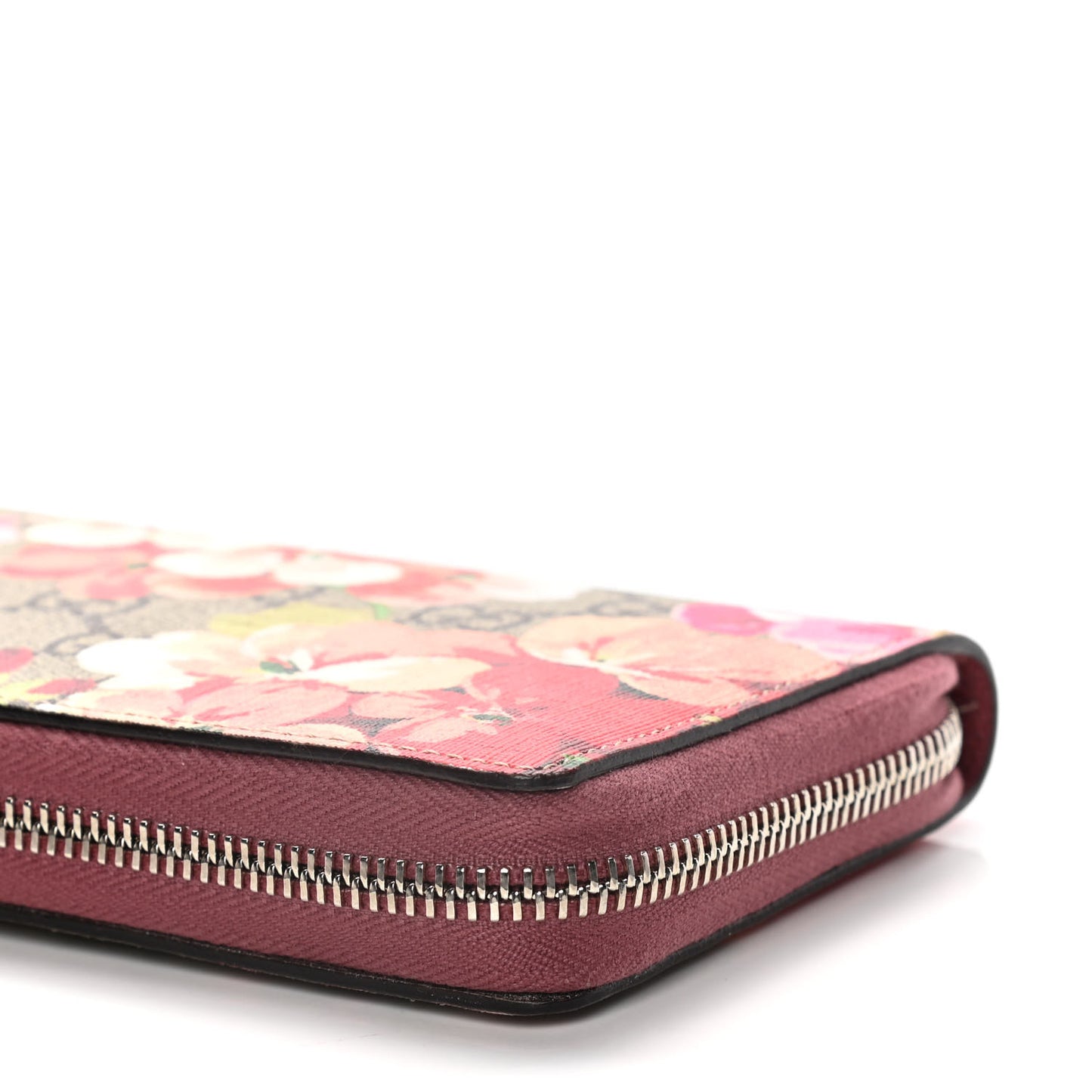 GG Supreme Monogram Blooms Zip Around Wallet Beige Multicolor Dry Rose