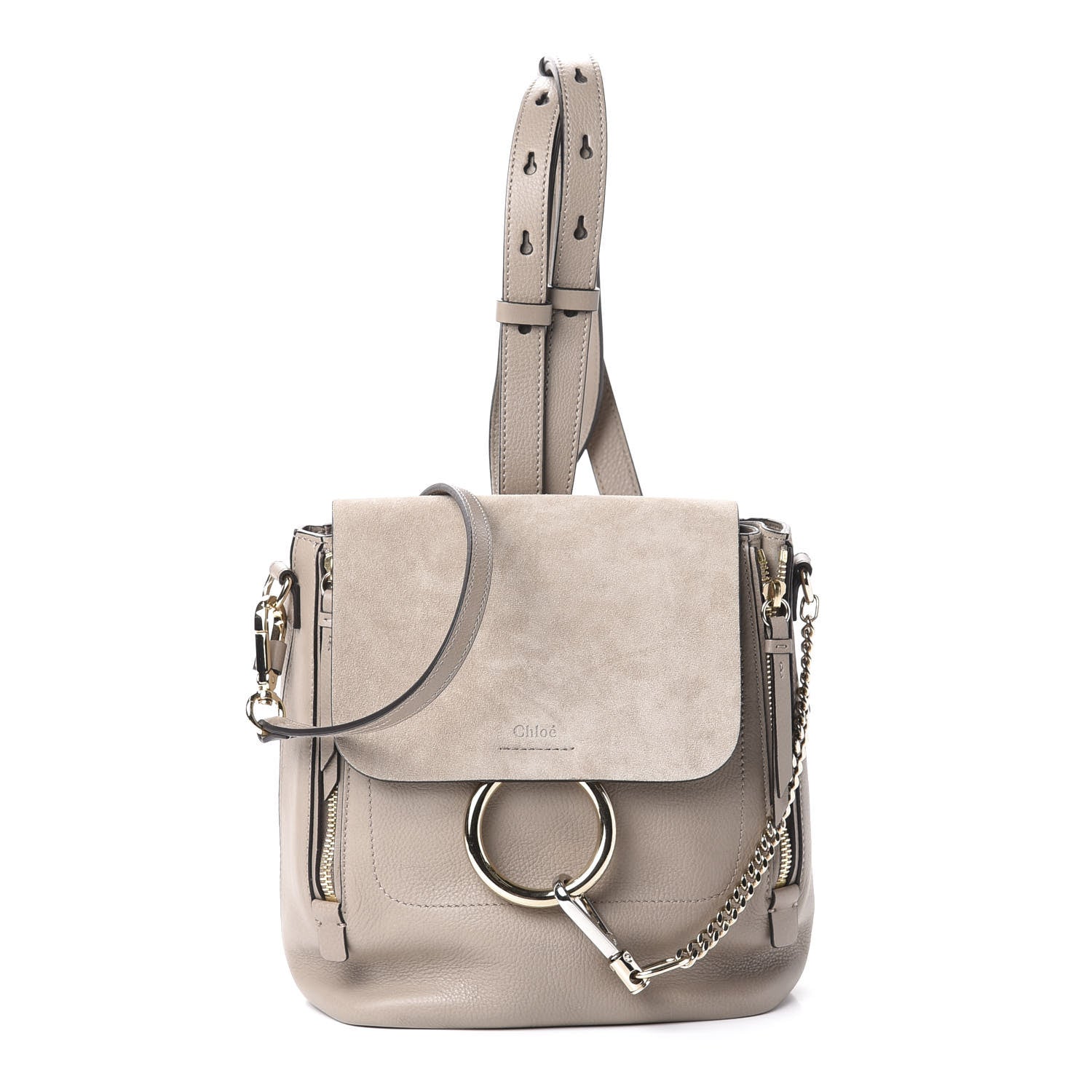 Chloe Suede Calfskin Small Faye Backpack Motty Grey 1 of 8