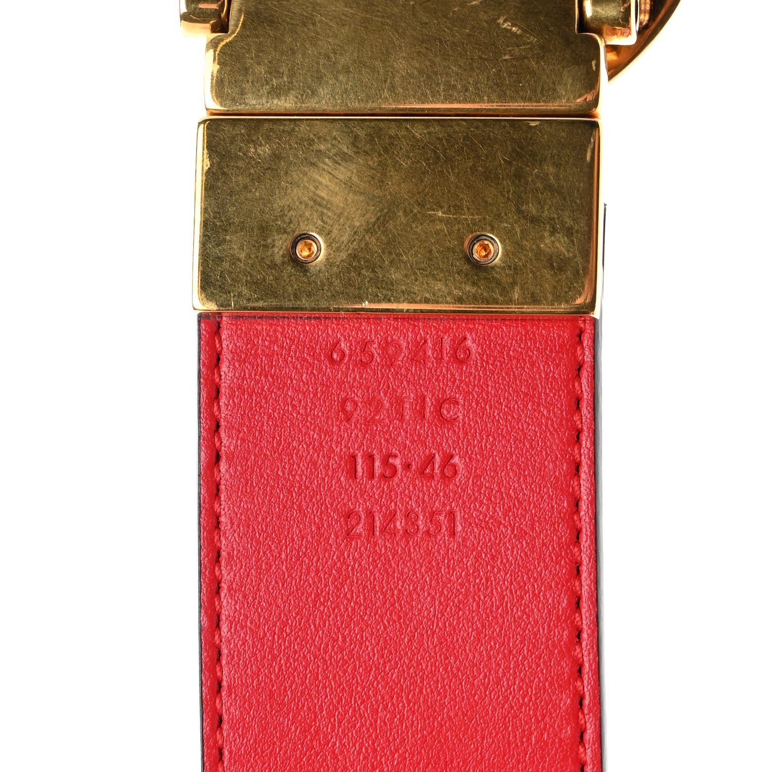 Gucci GG Supreme Monogram Plutone Calfskin Double G Reversible 37mm Belt 115 46 Beige Ebony New Cherry Red 4 of 7