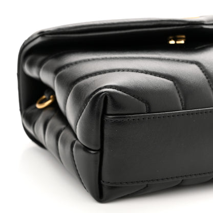 Saint Laurent Calfskin Y Quilted Monogram Toy Loulou Crossbody Bag Black 10 of 12