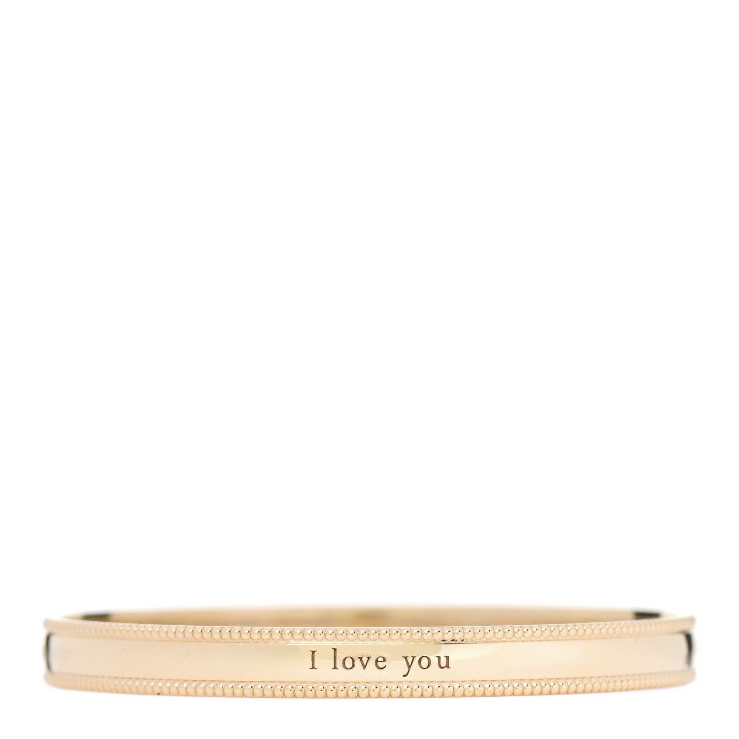 Tiffany 18K Yellow Gold 'I Love You' Milgrain Bangle Bracelet 1 of 4
