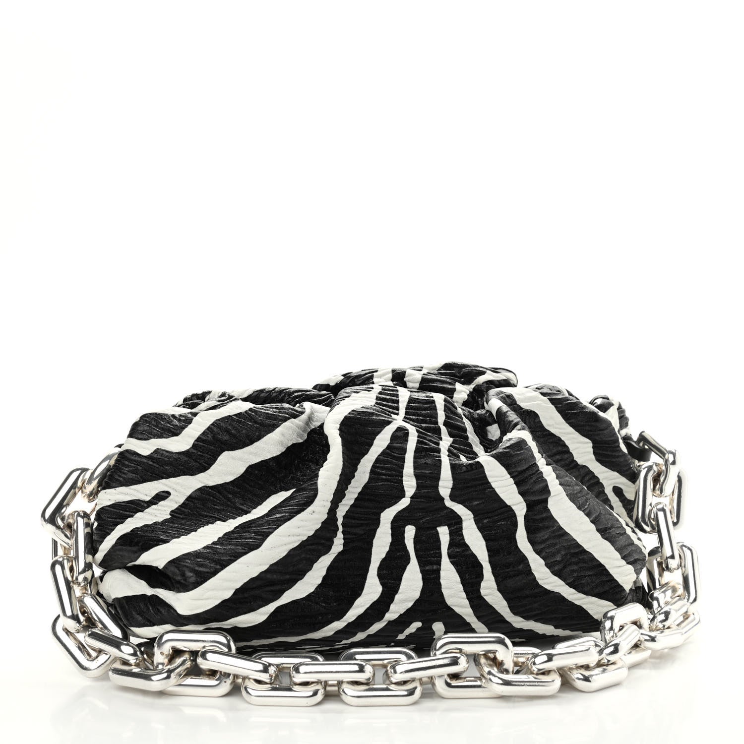 Bottega Veneta Nappa Zebra Print The Pouch Oversized Clutch White Black 2 of 10