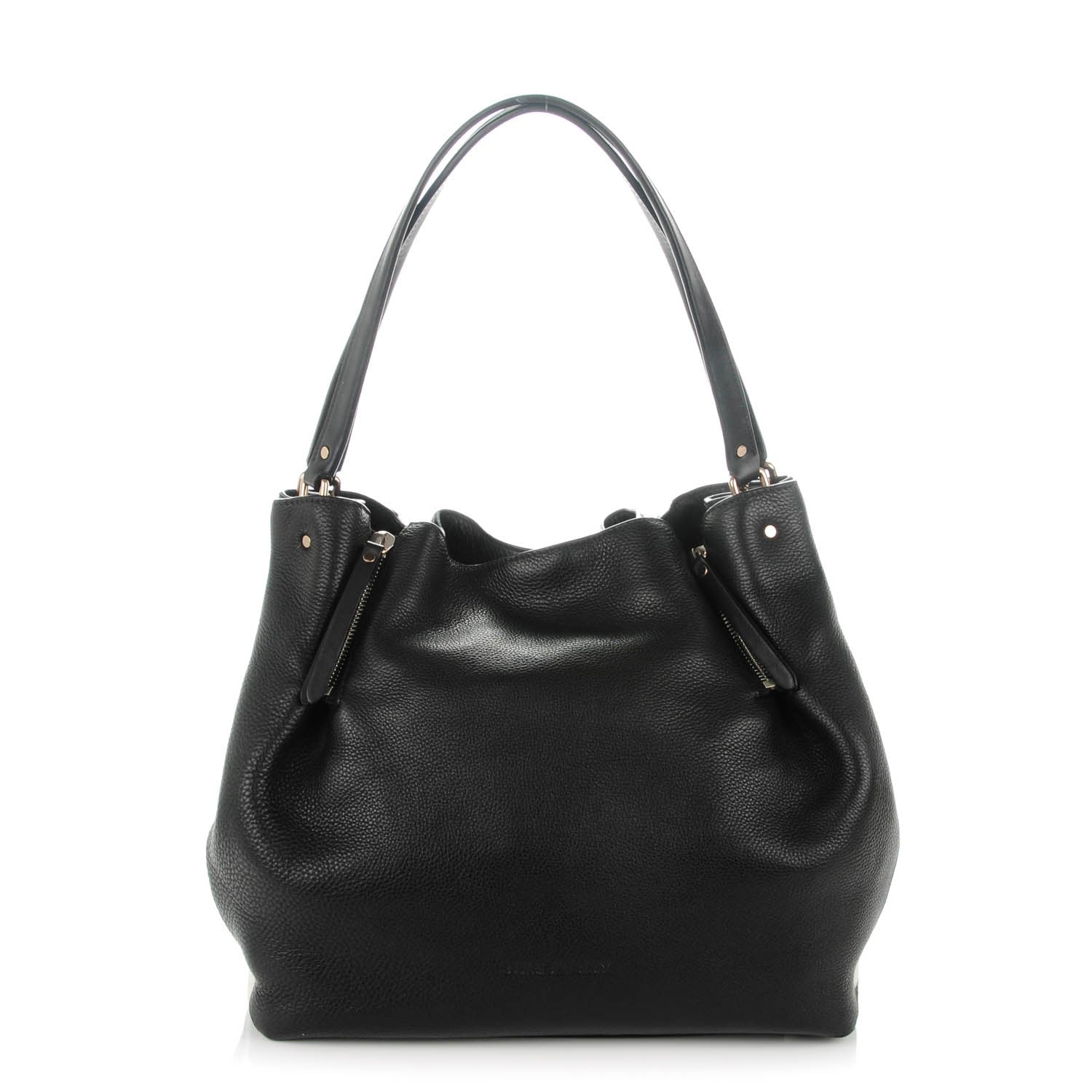 Burberry Grainy Calfskin House Check Medium Maidstone Black 1 of 8