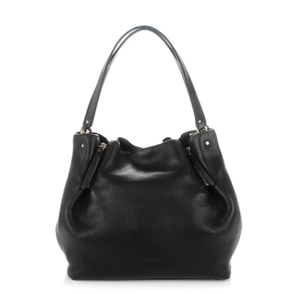 Burberry Grainy Calfskin House Check Medium Maidstone Black 1 of 8