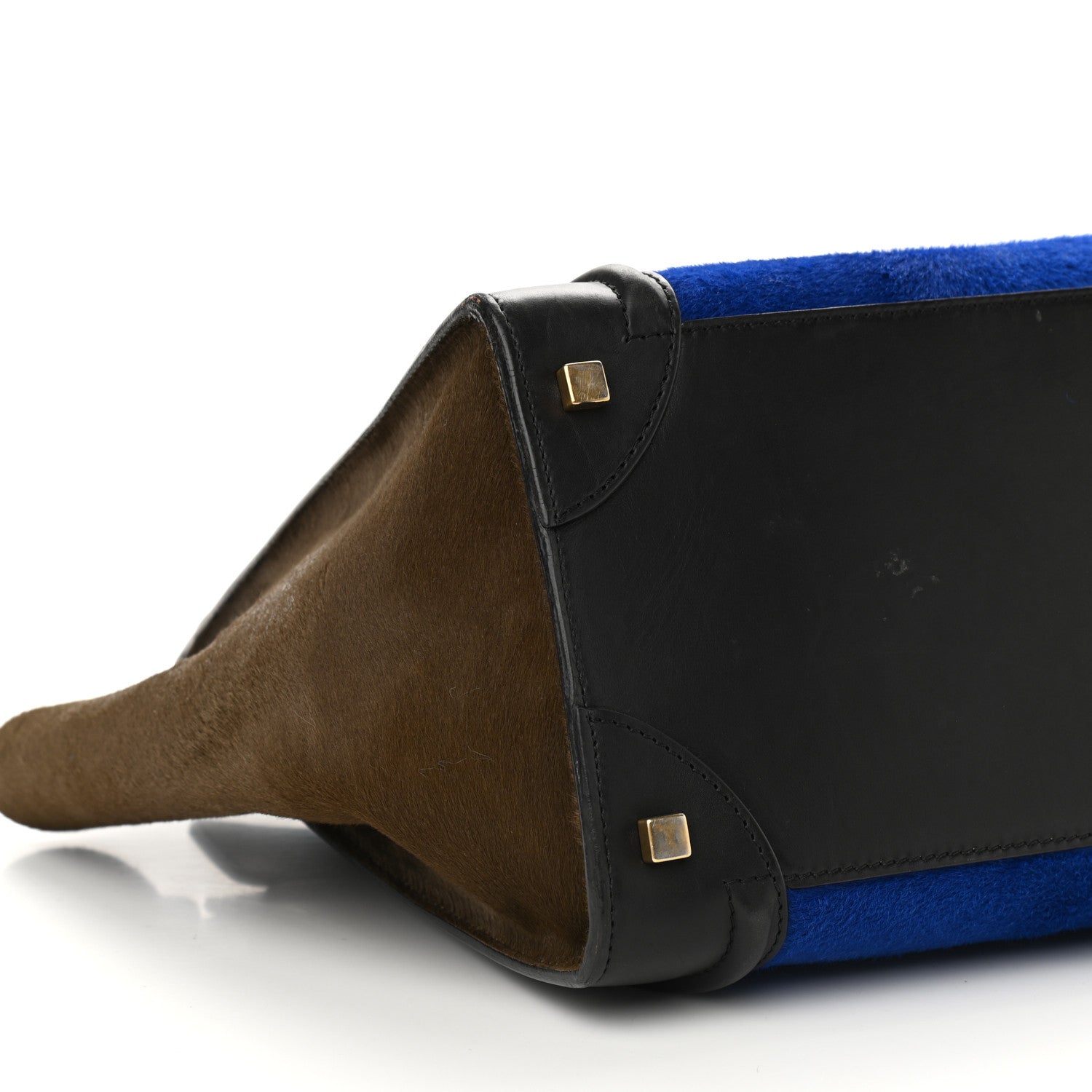 Celine Pony Hair Mini Tri-Color Luggage Royal Blue 7 of 10