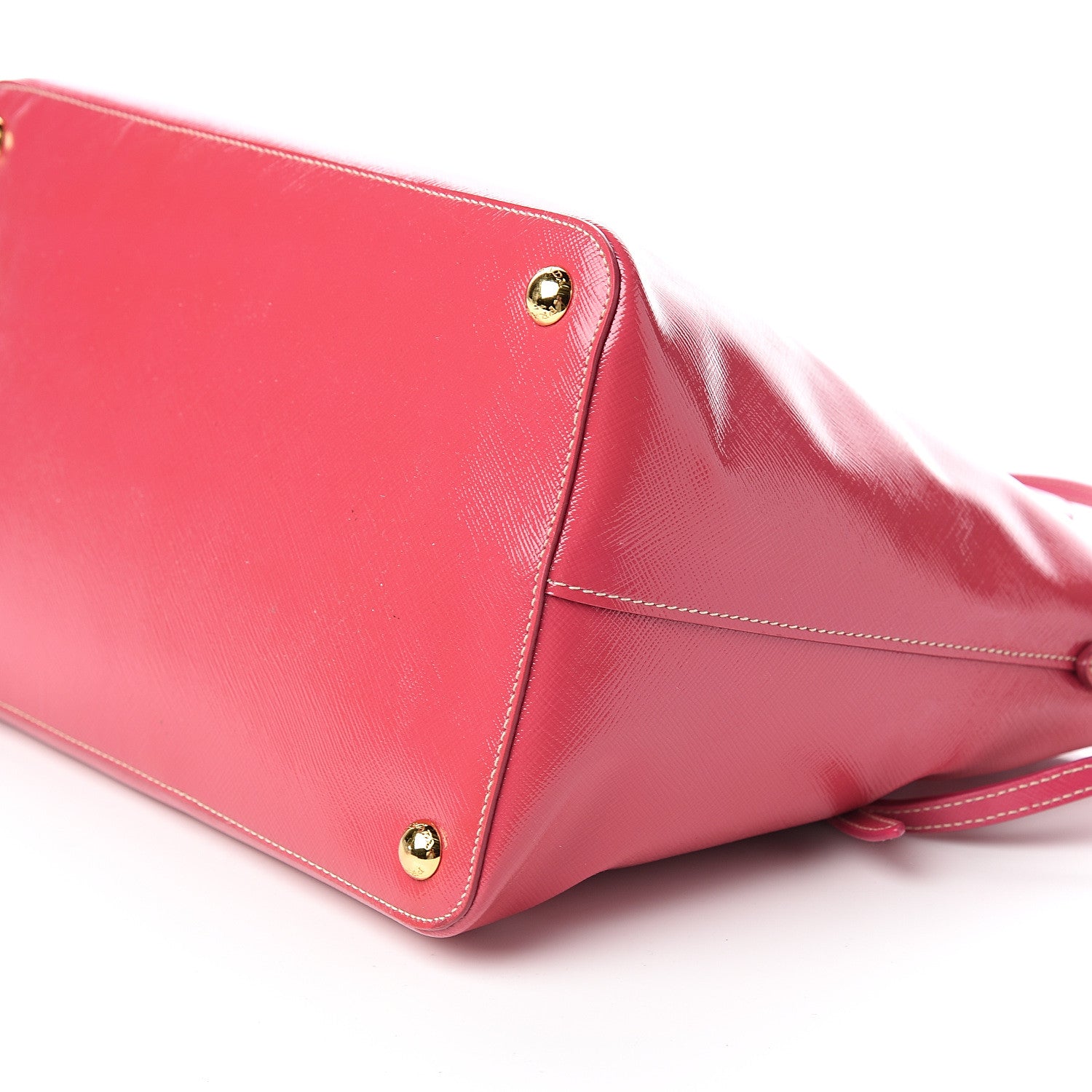 Prada Saffiano Vernice Turn Lock Shopping Tote Peonia 8 of 9