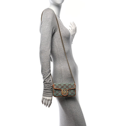 Gucci Monogram Multicolor Matelasse Diagonal Super Mini GG Marmont Shoulder Bag Blue Brown 2 of 10