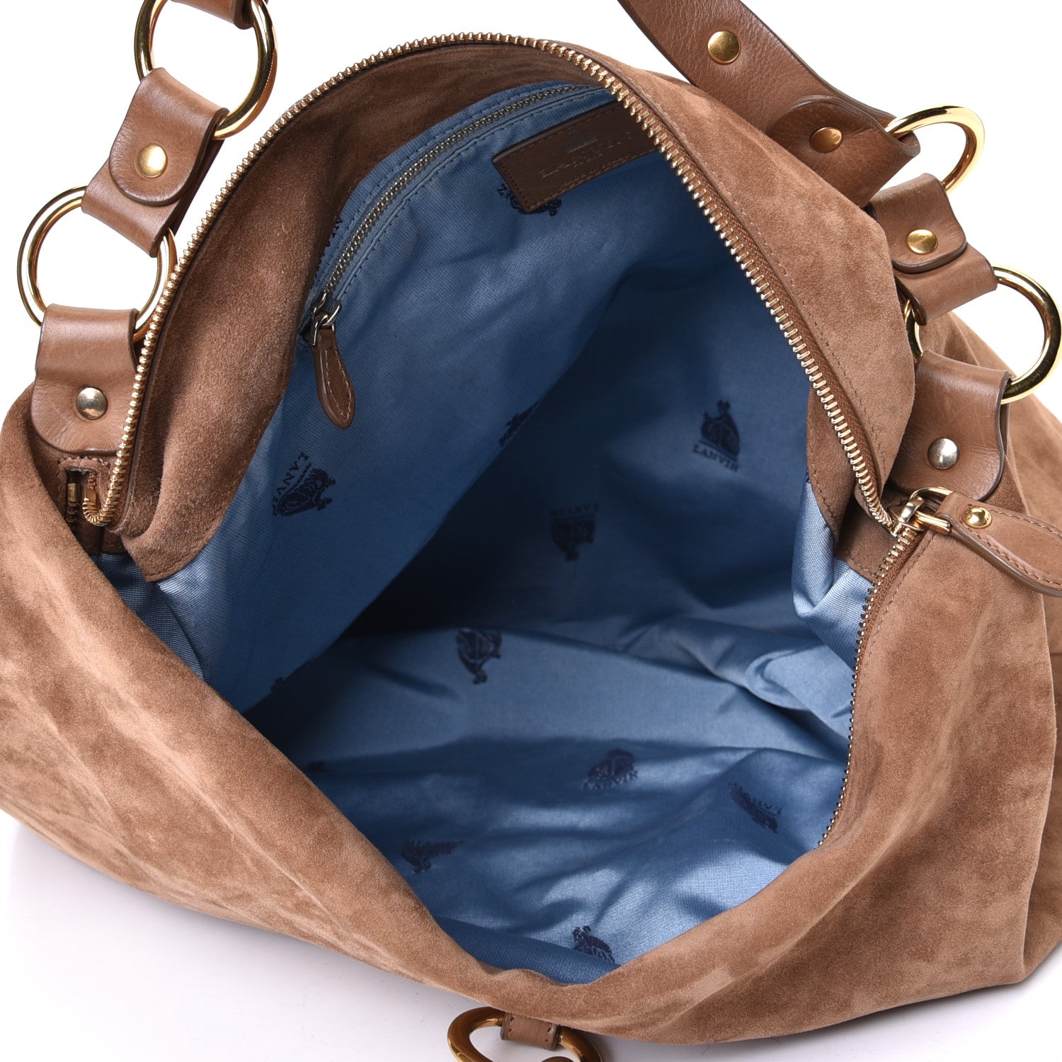 Lanvin Suede Studded Hobo Taupe 8 of 14
