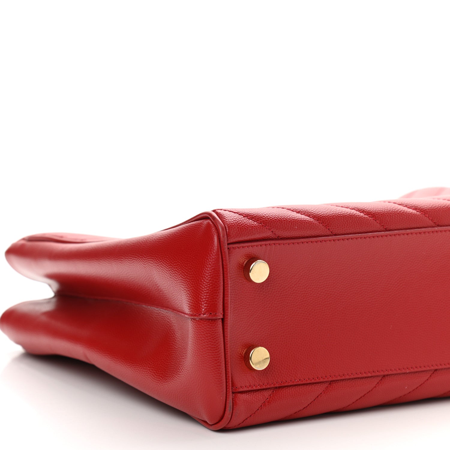 Saint Laurent Grain De Poudre Matelasse Chevron Monogram Shopping Bag Red 8 of 12