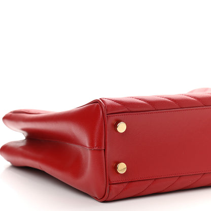 Saint Laurent Grain De Poudre Matelasse Chevron Monogram Shopping Bag Red 8 of 12