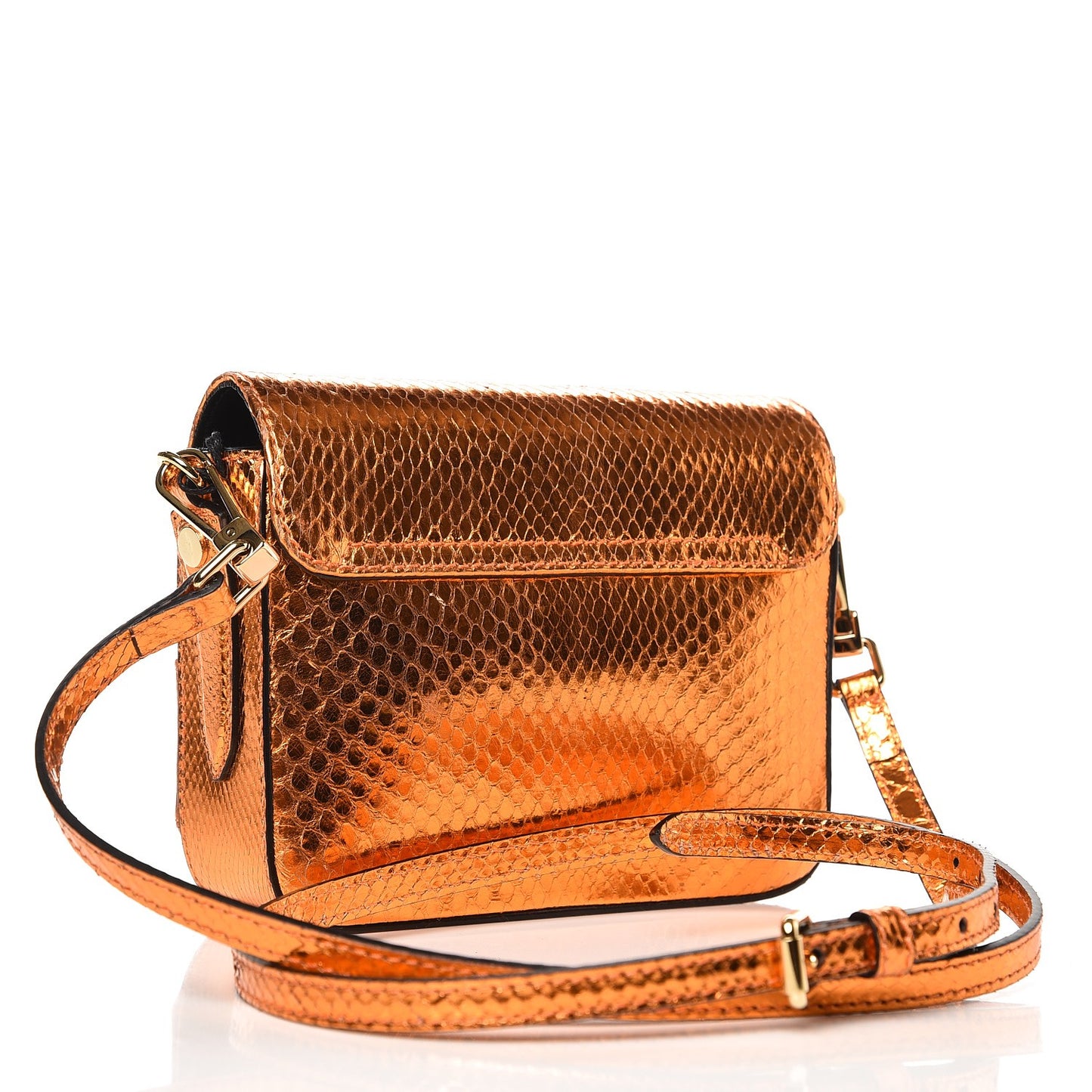 Metallic Snakeskin Mini Berkeley Crossbody Bright Poppy Orange