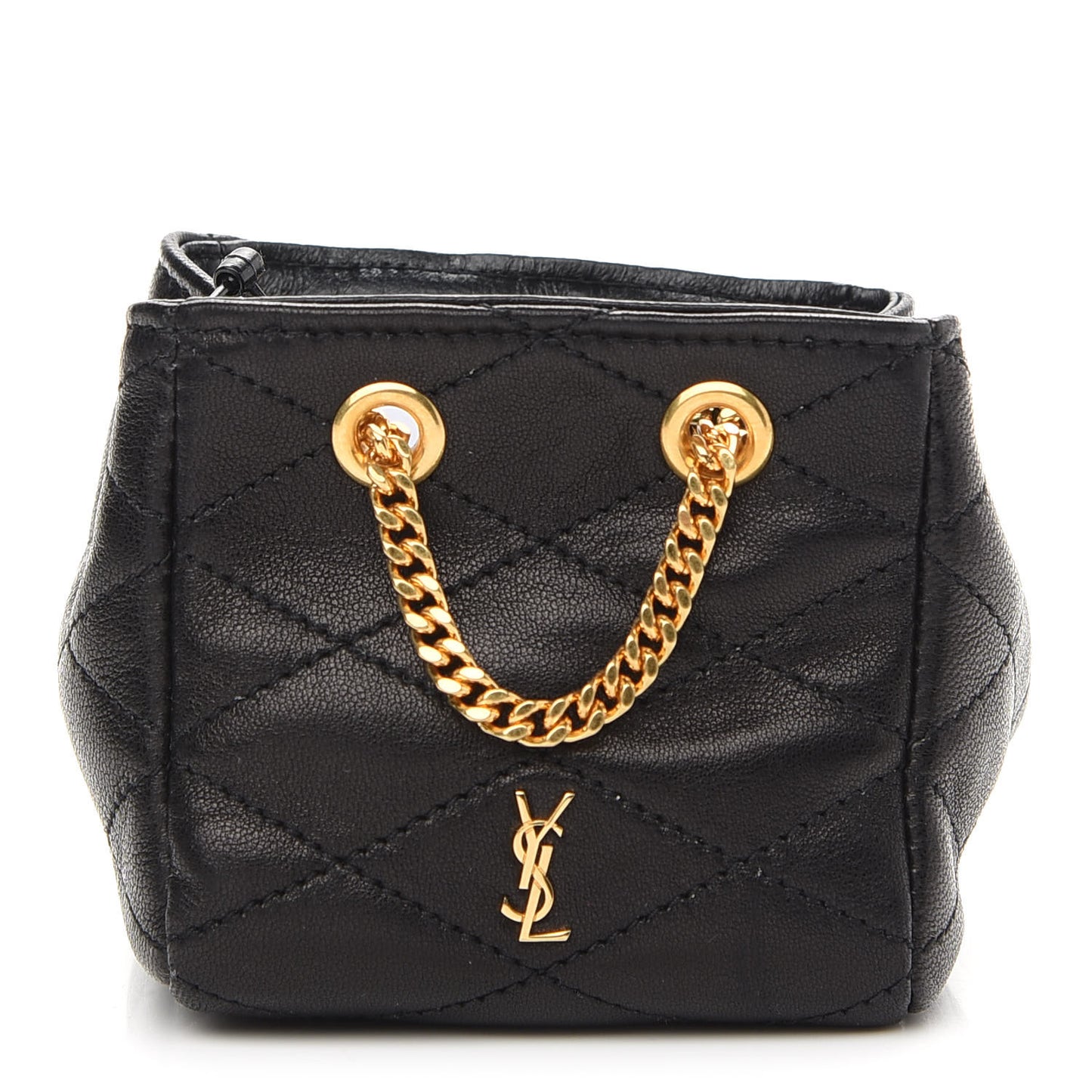 Lambskin Quilted Baby Bucket Bag Black