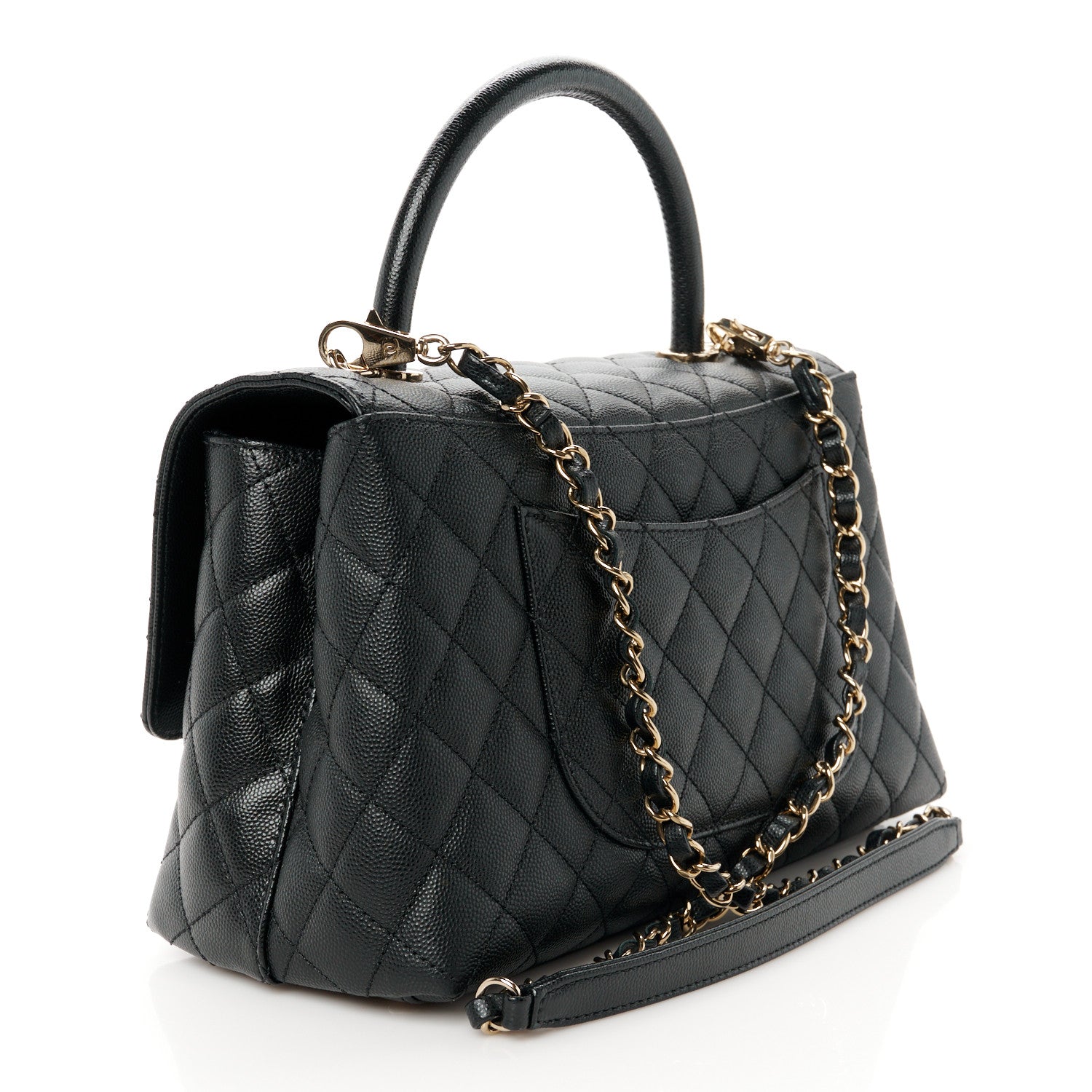 Chanel Caviar Lizard Quilted Small Coco Handle Flap Black 3 of 11