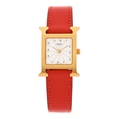 Hermes Stainless Steel Swift 21mm Heure H Hour Quartz Watch Orange 1 of 5