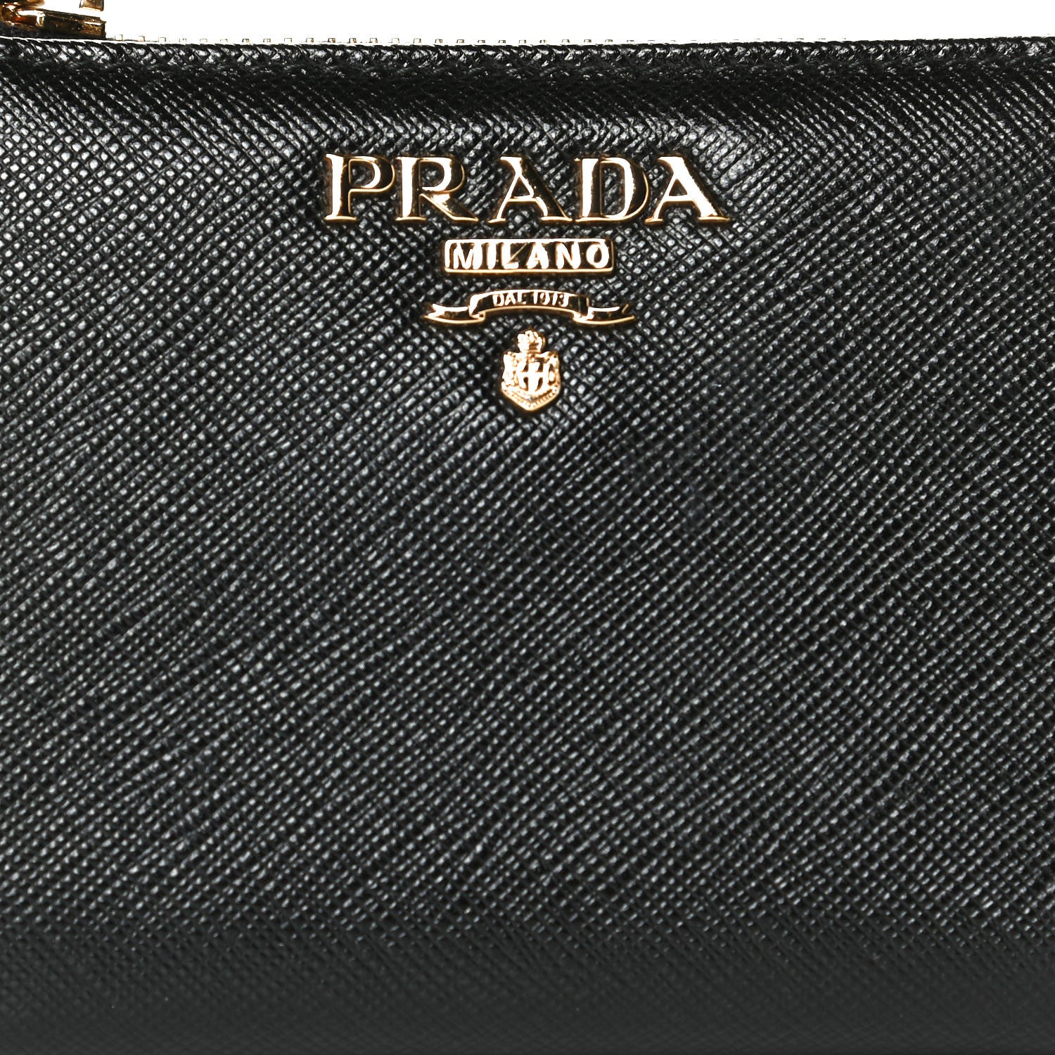 Prada Saffiano Zip Top Compact Wallet Black 8 of 12