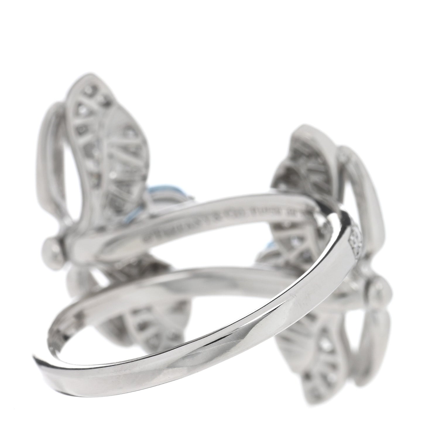 Platinum Diamond Aquamarine Paper Flowers Double Firefly Ring 48 4.5