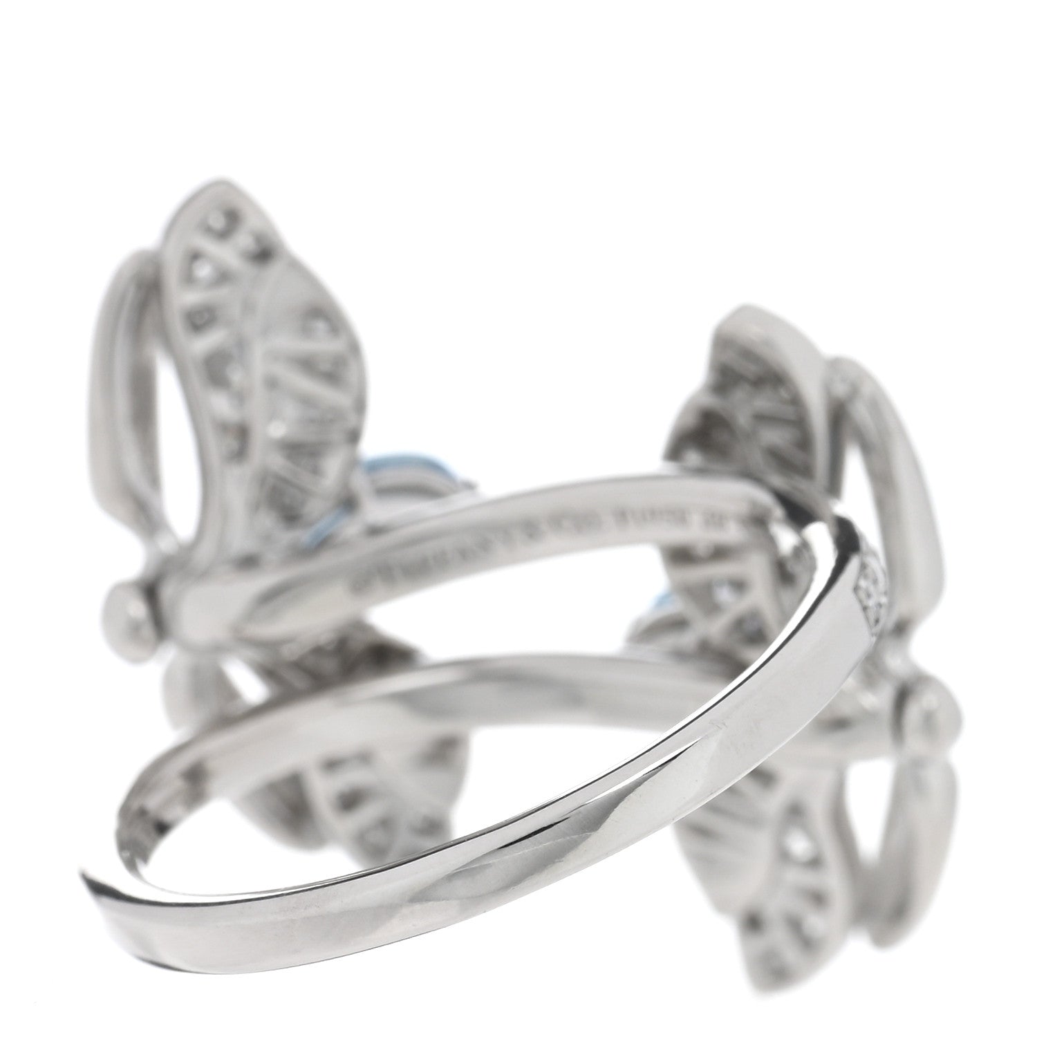 Tiffany Platinum Diamond Aquamarine Paper Flowers Double Firefly Ring 48 4.5 3 of 5