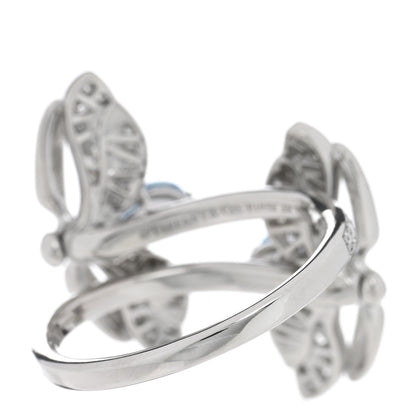 Tiffany Platinum Diamond Aquamarine Paper Flowers Double Firefly Ring 48 4.5 3 of 5