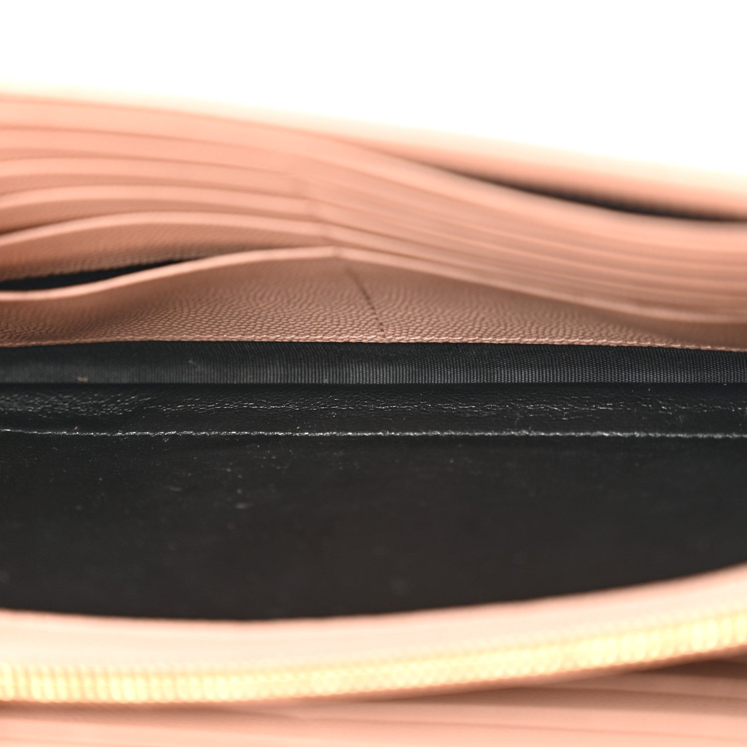 Saint Laurent Grain De Poudre Matelasse Chevron Monogram Chain Wallet Pale Pink 5 of 16
