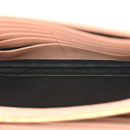 Saint Laurent Grain De Poudre Matelasse Chevron Monogram Chain Wallet Pale Pink 5 of 16