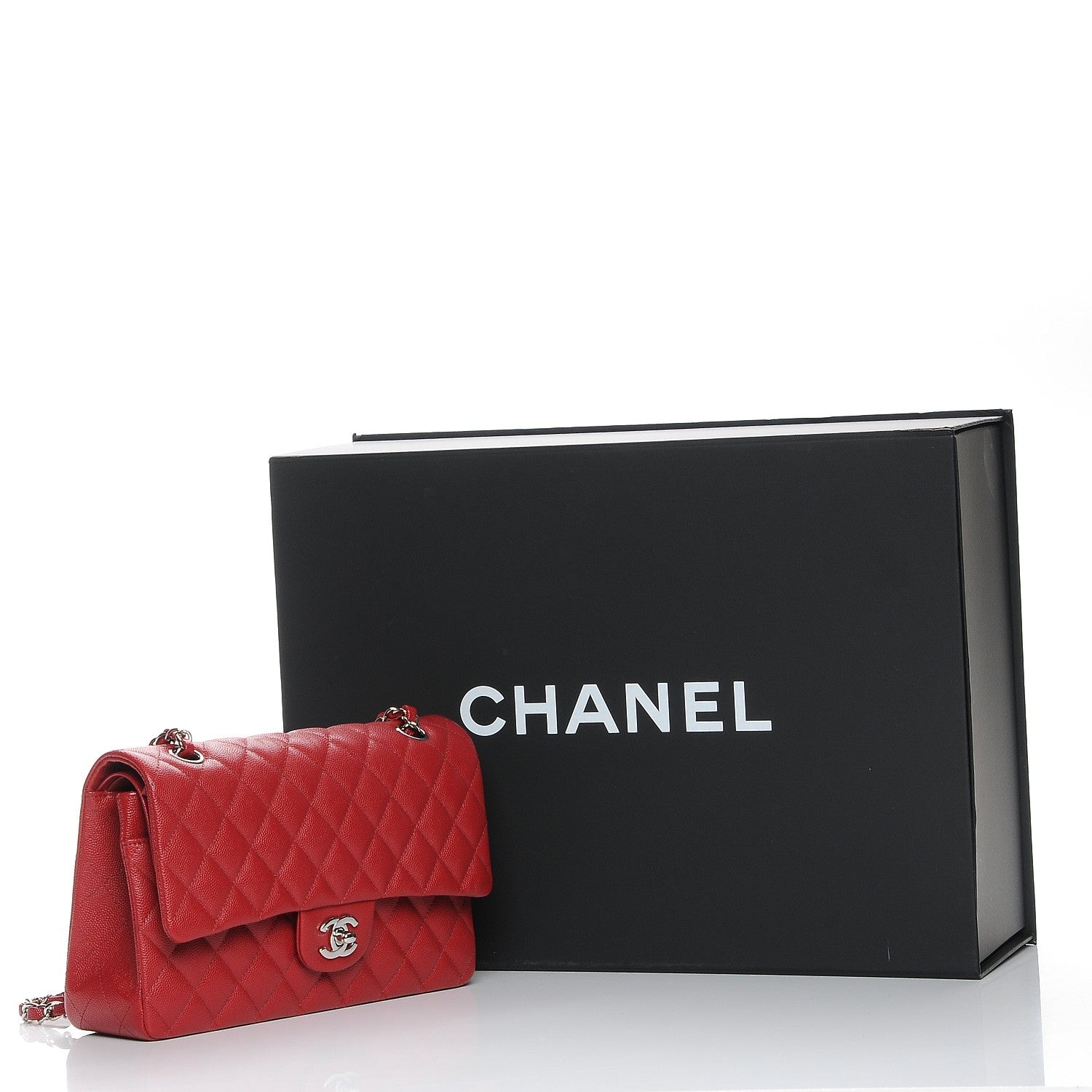 Chanel Caviar Quilted Medium Double Flap Dark Red 8 of 8