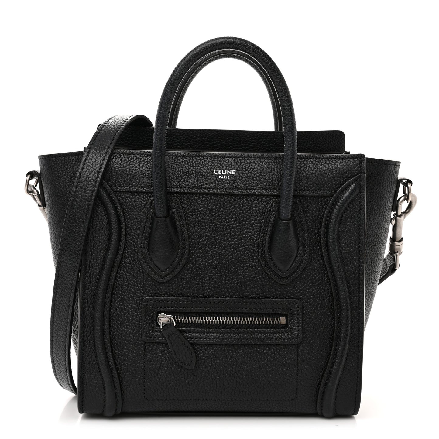 Drummed Calfskin Nano Luggage Black