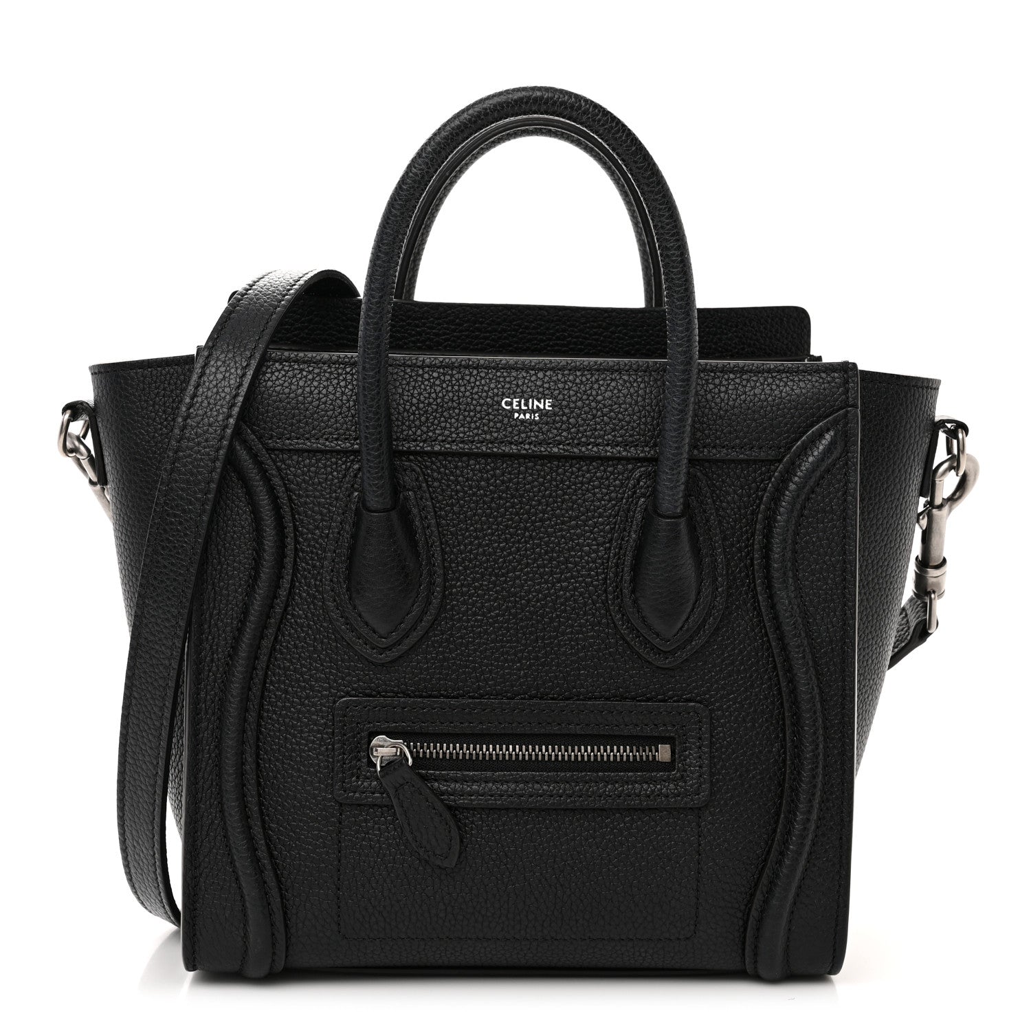 Celine Drummed Calfskin Nano Luggage Black 1 of 12