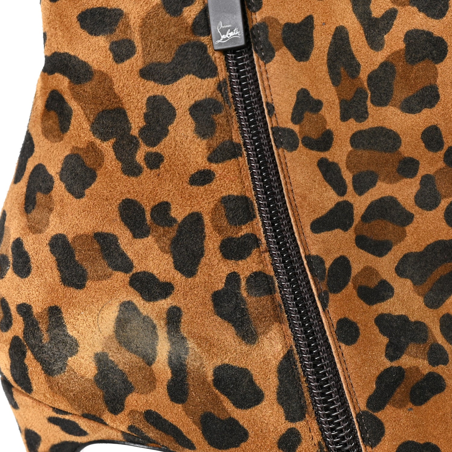 Christian Louboutin Veau Velours Leopard Print Eloise Booty 85 Ankle Boots 39 Caramel 8 of 8