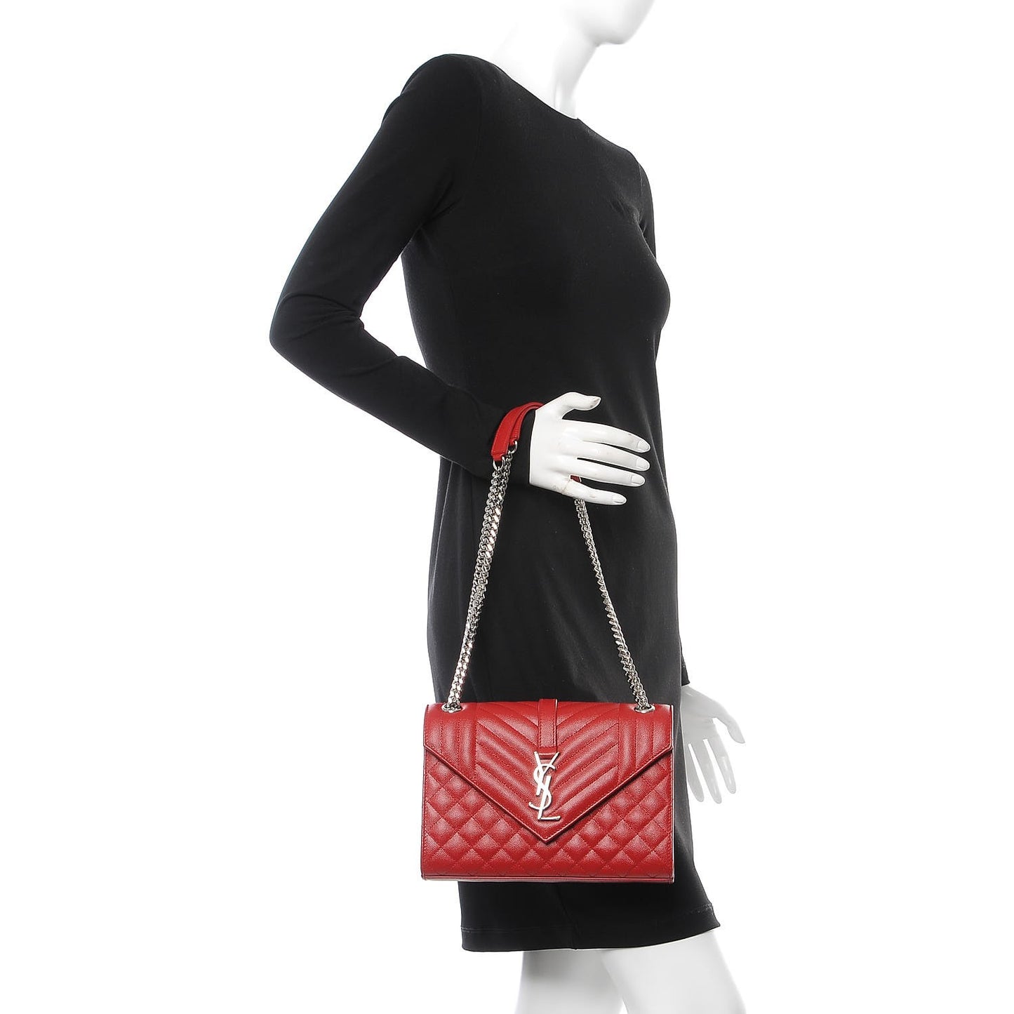 Grain De Poudre Textured Mixed Matelasse Triquilt Medium Monogram Satchel New Red
