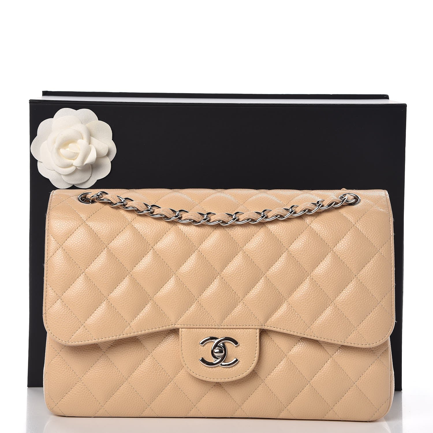 Chanel Caviar Quilted Jumbo Double Flap Beige Clair 13 of 13
