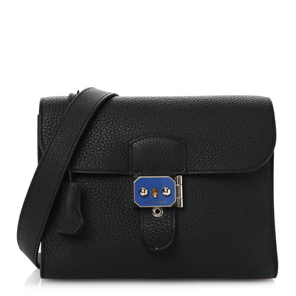 Hermes Togo Laque Sac A Depeches 21 Messenger Bag Black Bleu France 1 of 13