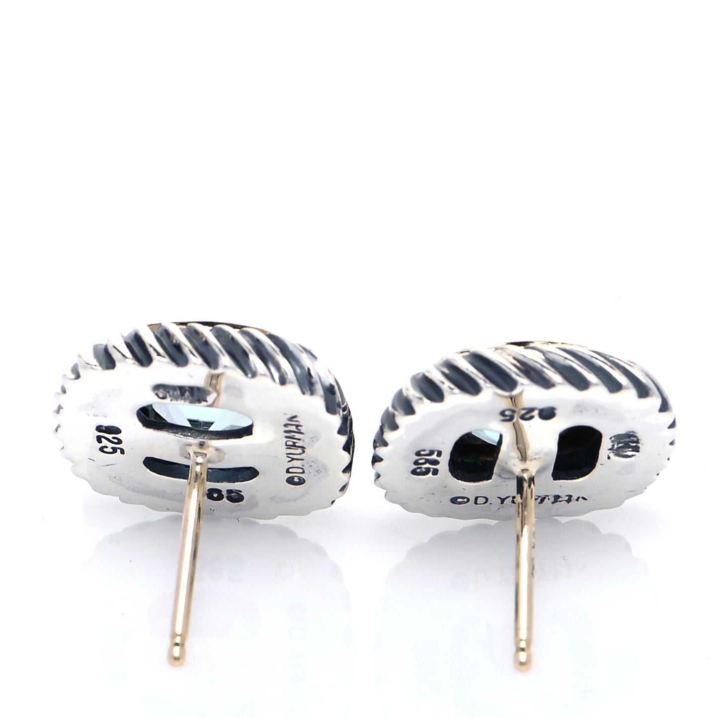 Sterling Silver 14K Yellow Gold Blue Topaz 7mm Albion Earrings