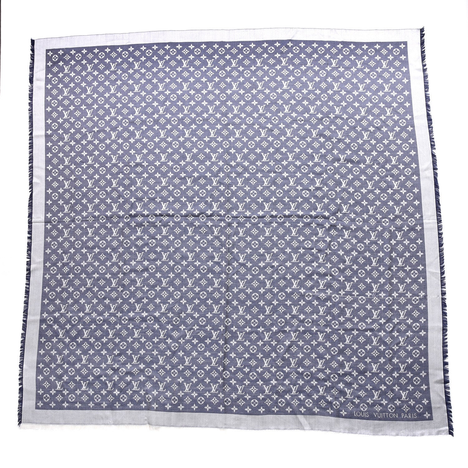 Louis Vuitton Silk Wool Monogram Denim Shawl Blue Clair 1 of 5