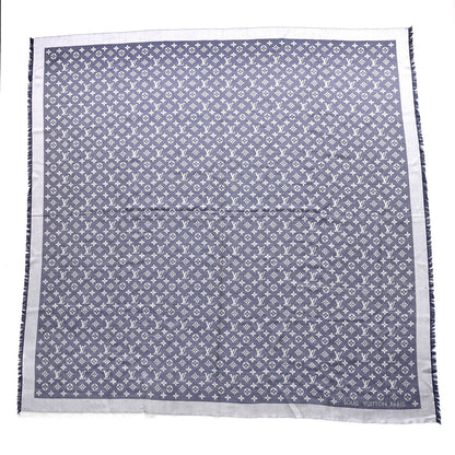 Louis Vuitton Silk Wool Monogram Denim Shawl Blue Clair 1 of 5