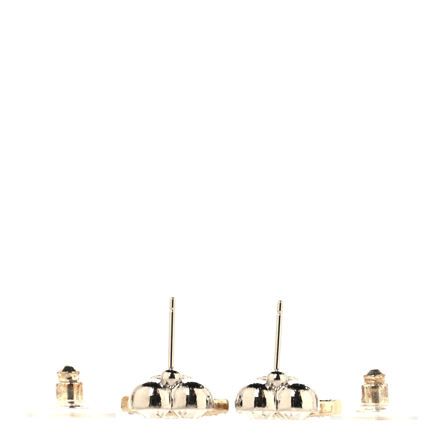 Crystal CC Heart Drop Earrings Gold Silver