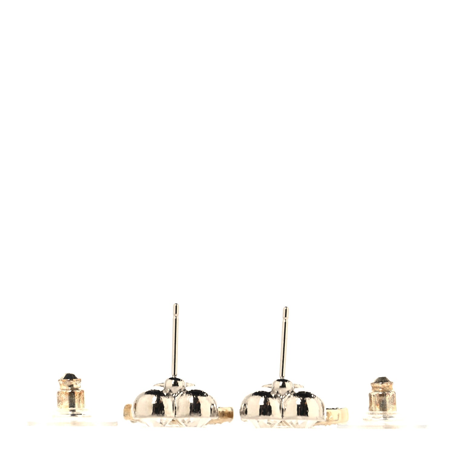 Chanel Crystal CC Heart Drop Earrings Gold Silver 3 of 5