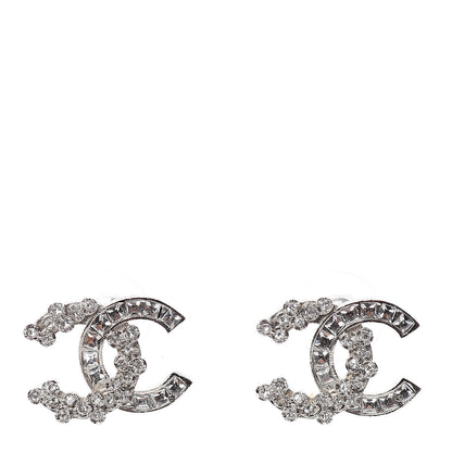 Chanel Baguette Crystal CC Earrings Silver 1 of 5