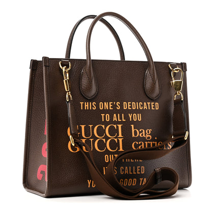 Gucci Textured Dollar Calfskin Gucci 100 Small Tote Bag New Acero Multicolor 3 of 9