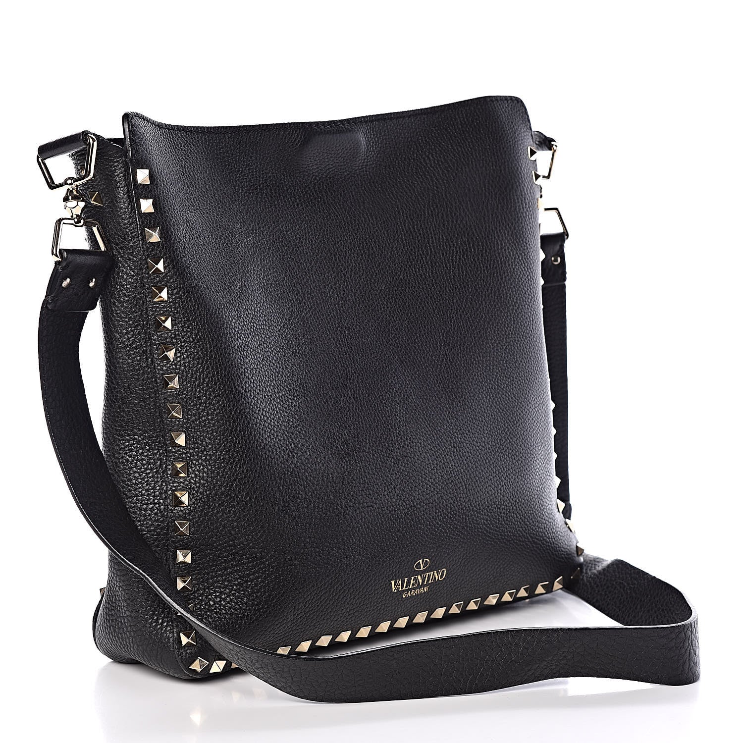 Valentino Garavani Pebbled Calfskin Large Rockstud Flip-Lock Messenger Bag Black 3 of 8