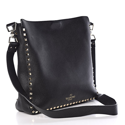 Valentino Garavani Pebbled Calfskin Large Rockstud Flip-Lock Messenger Bag Black 3 of 8