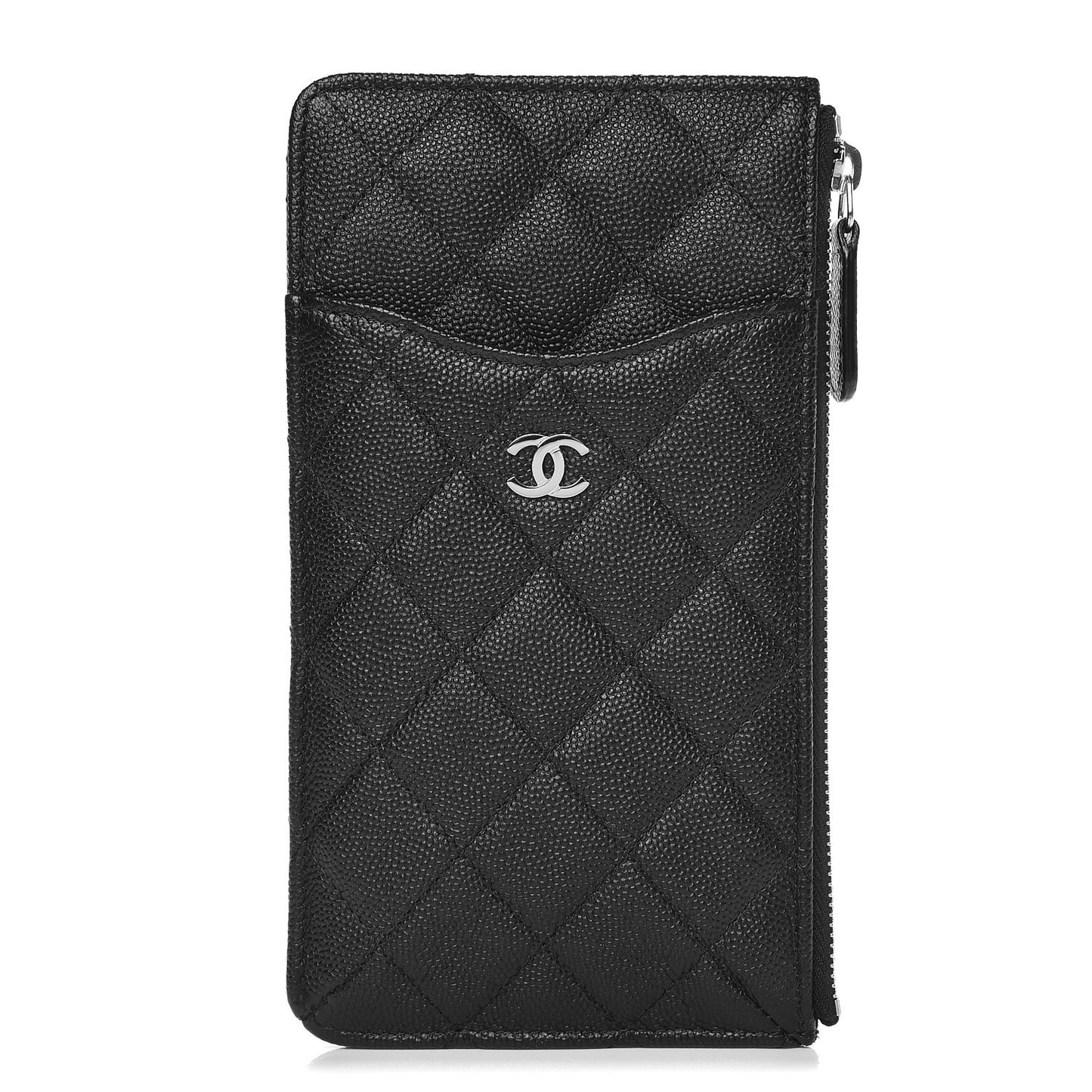 Caviar Quilted Classic Flat Wallet Pouch Black