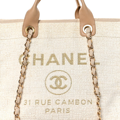 Chanel Mixed Fibers Calfskin Medium Deauville Tote Light Beige 8 of 10
