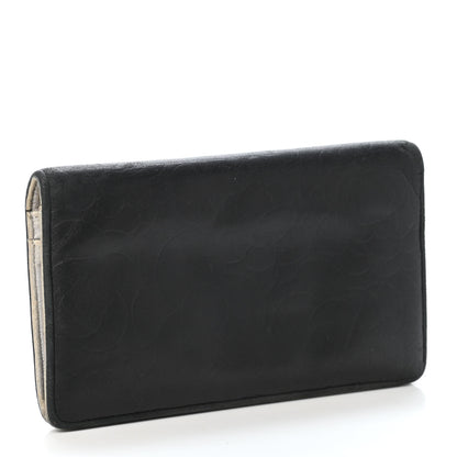 Chanel Lambskin Camellia Embossed Yen Wallet Black 2 of 4