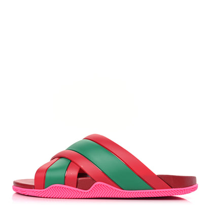 Gucci Rubber Web Womens Criss Cross Slide Sandals 40 Coral New Shamarock 1 of 8