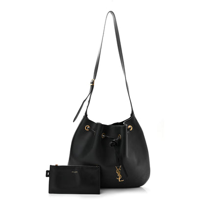 Saint Laurent Smooth Calfskin Paris VII Large Flat Hobo Black 3 of 15