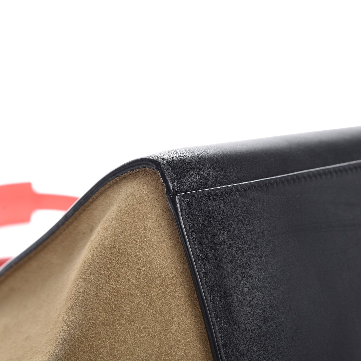 Drummed Calfskin Suede Medium Tri-Color Trapeze Vermillion