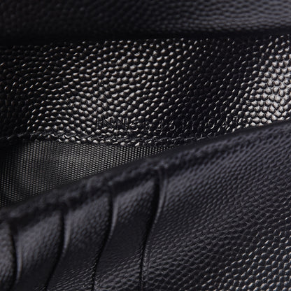 Saint Laurent Grain De Poudre Matelasse Chevron Monogram Compact Zip Around Wallet Black 7 of 8