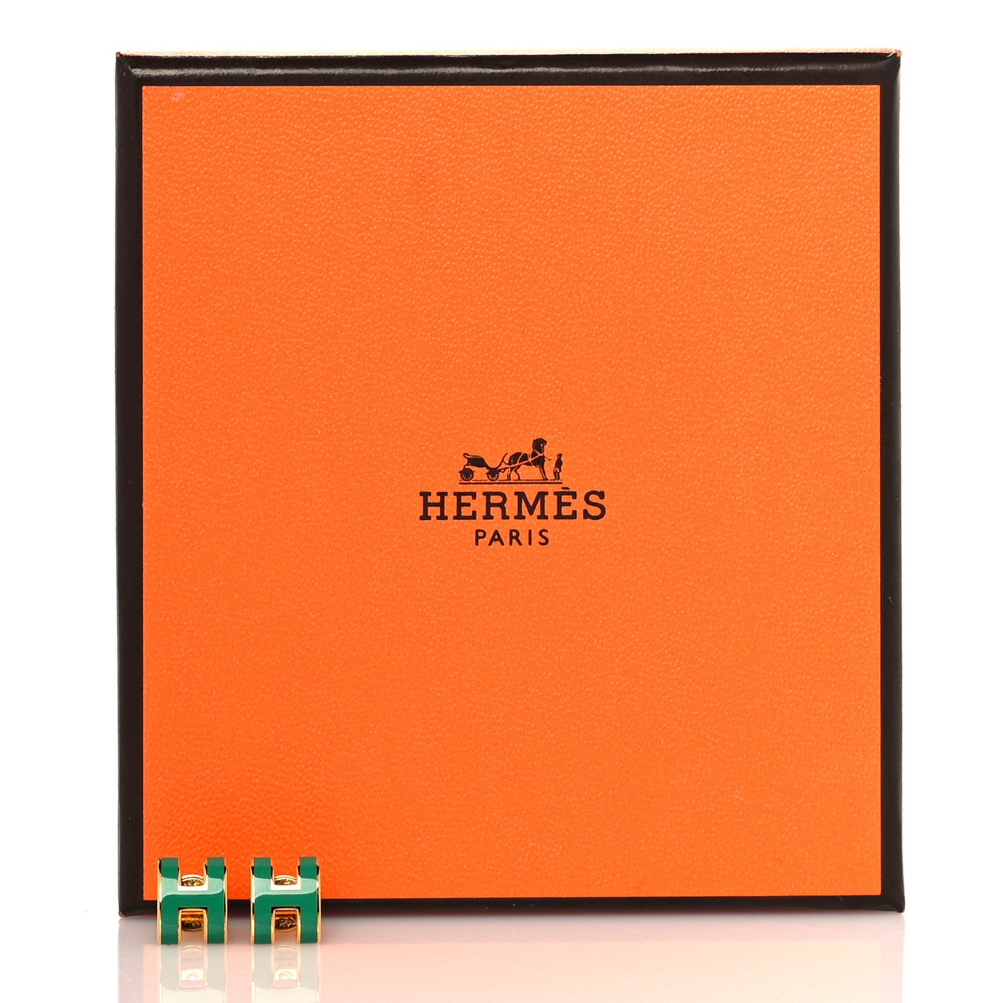 Rose Gold Lacquered Mini Pop H Earrings Malachite