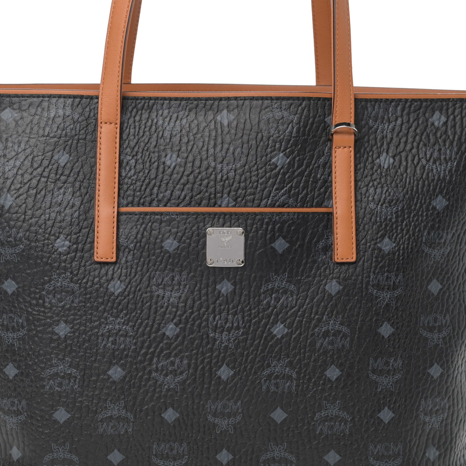 MCM Visetos Medium Anya Shopper Tote Black 8 of 10